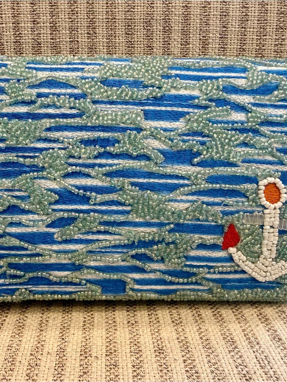 Made in India Light Blue Beaded Sailboat Shoulder Bag - Picture 3 of 8